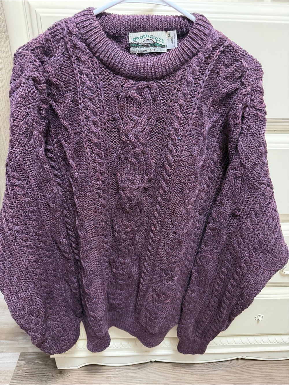 NWT Aran Crafts Purple Cable Knit Crewneck Sweater - Women's